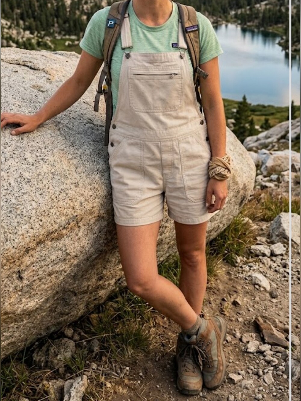 NWOT Patagonia Stand Up Overalls 5" in Dyno White Medium Natural Outdoors Canvas